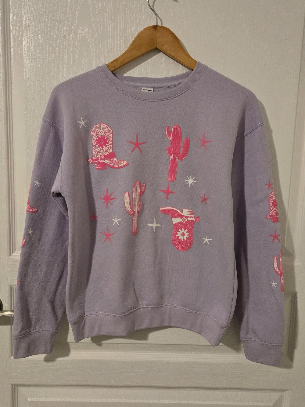 Girls' Lavender Graphic Western Sweatshirt with Pink Accents